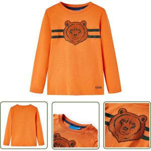 vidaXL Langmouwig Hemd - Kinderhemd - Kindershirt met lange mouwen 116 donkeroranje - Meisjeshemd - Jongenshemd - Donskleurig Hemd