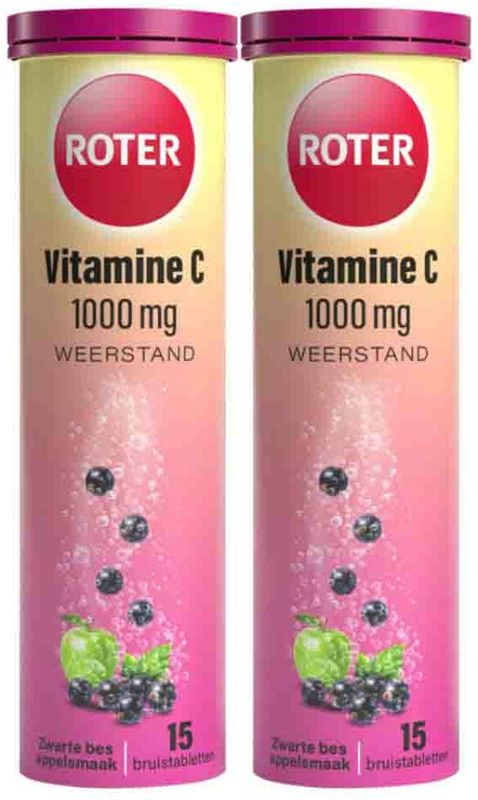 Roter - Vitamine C 1000 mg - Appel - Zwarte Bes - 2 x 15 Bruistabletten - Voordeelverpakking