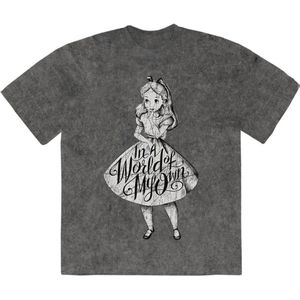 Disney - Alice In Wonderland In A World Of My Own Jumbo Heren Tshirt - S - Grijs