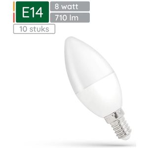 Spectrum LED Kaarslamp E14 8W - 230V - 710 Lumen - 3000K Warm wit - Gezellig licht - Energiezuinig - 10 stuks
