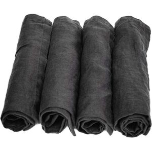servetten van hoogwaardig linnen in zwart, 4 stuks, 45 x 45 cm, stoffen servetten van 100% linnen, de linnen servetten zijn duurzaam, duurzaam en vuilafstotend