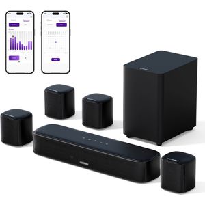 ULTIMEA Aura A40 7.1 Soundbar met App-Bediening, Subwoofer en 4 Surround-Luidsprekers – Zwart