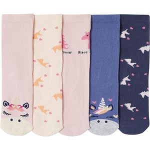 Vertbaudet - Set van 5 Paar Meisjessokken - Eenhoorns en Hartjes