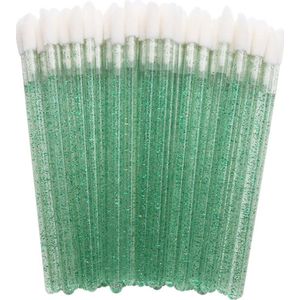 Lipgloss / Oogschaduw Borsteltjes - 10 stuks - Groen met glitter - Lipgloss applicators - brush lipstick make-up lip pluisvrij oogschaduw borsteltje