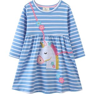 Casual lange mouwen meisjesjurk van katoen