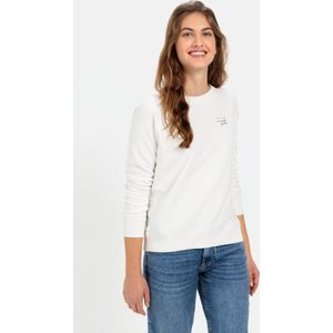 camel active Sweater met ronde hals en bloemenprint op de achterkant - Maat womenswear-XL - Wit