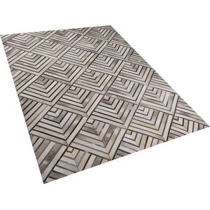 TEKIR - Laagpolig vloerkleed - Grijs - 140 x 200 cm - Koeienhuid leer