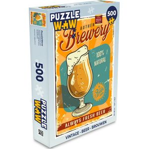 Puzzel 'Authentic brewery, 100% natural, always fresh beer' - Spreuken - Quotes - Legpuzzel - Puzzel 500 stukjes
