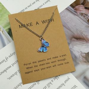 Bixorp Love Vlinder Ketting Blauw aan Zilverkleurig Koord - Geluksketting - Cadeau voor Dames & Meisjes