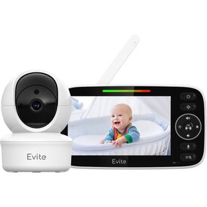 Evite - Babyfoon met Camera - Wit - Full HD - 5.0 Inch Scherm - Night Vision