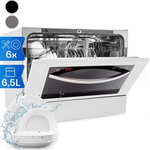 Klarstein Havasia Uv 6 Luminance Vaatwasser - 1380W - 6 Couverts - Glazen Front - Vrijstaand - Geschikt Voor Inbouw - Uv-Licht - 55 Kwh/100 Bedrijfscycli - Toetsbediening - Aquastop - Wit