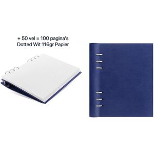 Filofax Clipbook A5 Classic – Donker Blauw Navy + Extra 50 vel- Dotted - Wit - 116 g/m²
