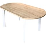 Salontafel - metaal hout - 90 x 50 cm - wit lichtbruin