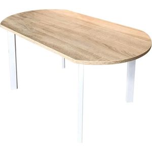 Salontafel - metaal hout - 90 x 50 cm - wit lichtbruin