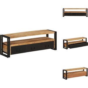 vidaXL Industrieel TV-meubel - Massief mangohout - 120 x 30 x 40 cm - 3 lades - Kast