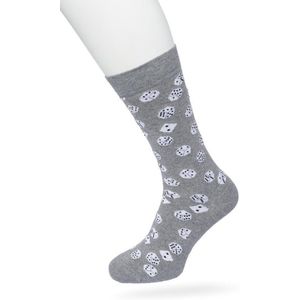 Bonnie Doon Heren Sokken met Dobbelstenen Print maat 40/46 Grijs - Thema Sokken - Dobbelsteen - Cadeau Sokken - Word je Happy en vrolijk van - Zacht Katoen met Gladde Teennaad - Comfortabel - Perfect Cadeau - Med Grey Heather - BT992124.112