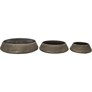 Clayre & Eef Bloempot Set van 3 Grijs Ijzer Rond Serveerschaal