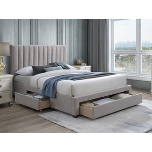 Bed met 3 lades 160 x 200 cm - Stof - Beige + matras - LIAKO L 174 cm x H 123 cm x D 217 cm
