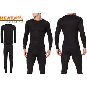 Thermo Ondergoed Heren - Set - Thermoshirt en Thermobroek - Zwart - L - Thermokleding Heren - Thermo Shirt Heren Lange Mouw - Thermo Broek - Thermo Legging Heren