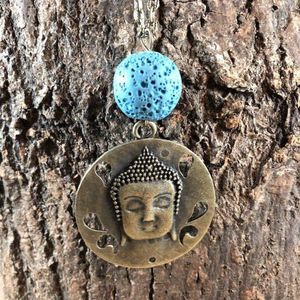 Wellness-House | Ketting Buddha Bronze Blue | Buddha Ketting | Lava | Uniek | Zen | Energie
