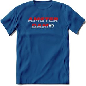 Amsterdam T-Shirt | Souvenirs Holland Kleding | Dames / Heren / Unisex Koningsdag shirt | Grappig Nederland Fiets Land Cadeau | - Donker Blauw - S