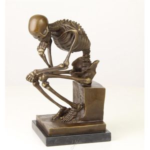 De Denker van Rodin, Skelet - Bronzen beeldje - Bronzen sculptuur - 24,6 cm hoog