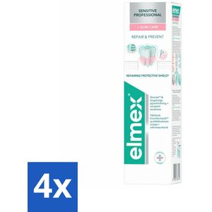 4 x Elmex Tandpasta Sensitive Professional Gum Care 75 ml - Tandpasta Gevoelige Tanden - Tandpasta Pijn Verlichten - Tandpasta Herstel - Tandpasta Zink - Elmex Sensitive