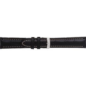 Morellato horlogeband Plus U3252480019CR22 / PMU019PLUS22 Croco leder Zwart 22mm + wit stiksel