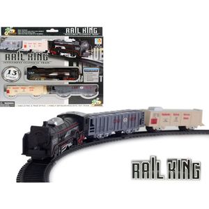 Speelgoed Trein set 13 stuks - Rail Baan 68x68 - met licht en kan rijden - Rail King  (incl. batterijen)