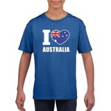 Blauw I love Australie fan shirt kinderen 146/152