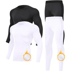 Thermisch ondergoed voor heren - Fleece gevoerde basislaagset, warme compressiepak voor skiën en winteractiviteiten