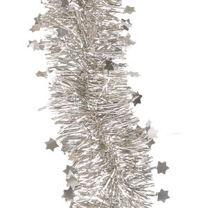 1x Kerstslingers sterren licht parel/champagne 10 x 270 cm - Guirlande folie lametta - Kerstboomversieringen