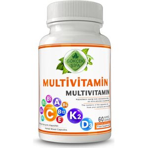Multivitamine Extract Capsules - 60 Capsules - Vitamine C, A, B6, B1, B2, B3, B5, B12, K2, D3, E - 1 CAPSULE 1000 MG EXTRACT - 60.000 mg Kruidenextract - Geen Toevoegingen - Beste Kwaliteit