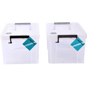 Transparante Opbergboxen Set - 2 Stuks Kunststof Opbergboxen met Deksel - Klikdeksel - 5L Volume per Stuk - 26cm x 19cm x 16cm - Lichtgewicht - Voor Huishouden en Wonen