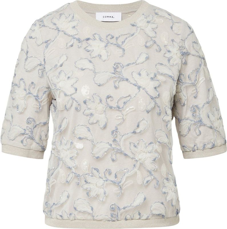 comma - Blouse - Pailletten - Korte Mouwen