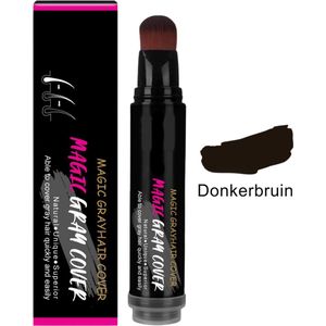 Magic Grey Cover (DONKERBRUIN) - grijze haren uitgroei bedekken - haarverf - uitgroei touch up bijwerken - uitgroei spray - tijdelijke haarverf - Haarstift - Hair color stick- grijze haren dekking- voor uitgroei grijze haren verven- donkerbruin