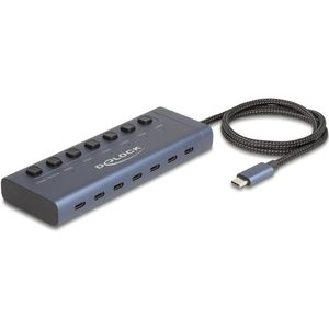 Delock USB 5 Gbps Hub with 7 USB Type-C™ Port with switch thereof 6 x Data Port + 1 x Data and PD 20 Watt