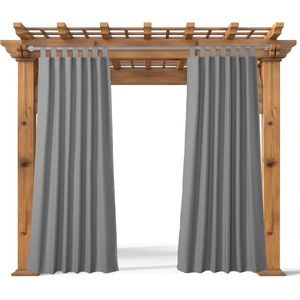 Buitengordijn Waterdicht 130 x 210 cm - Met Klittenband Lussen - Schaduwdoek voor Buiten - Ideaal voor Patio en Pergola - Antraciet