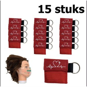 Rode Kiss of Life Sleutelhanger – 15x Reanimatiemasker met Ventiel | EHBO Sleutelhouder | Mond-op-mond Kapje | Beademingsmasker voor Eerste Hulp