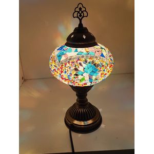 Oosterse Glans - Handgemaakte Mozaïeklamp - Tafellamp Ø30cm -Multikleur