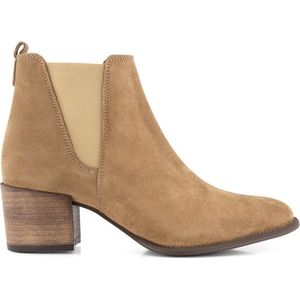 NoGRZ G.Quarenghi Dames - Suede leren enkellaars met blokhak - Bruin leer - Maat 38