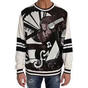 Witte jazz lovertjes gitaar pullover top sweater