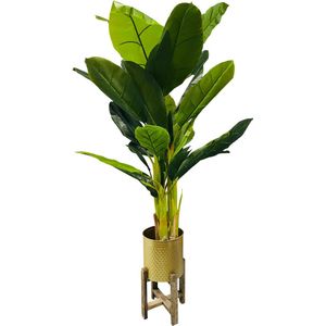 HEM Kunst Palm - Kunst Bananenplant - Bananen Kunstplant 165 cm - Kunstplant voor binnen - Grote Kunstplant - Groene Kunstplant