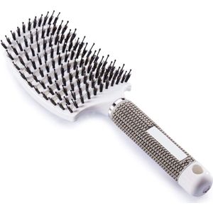 Oasins Anti-Klit Haarborstel - Curved - Wit - Detangle Brush | kappers borstel| ontwarrend haar| Curved | Ronde| haar borstel