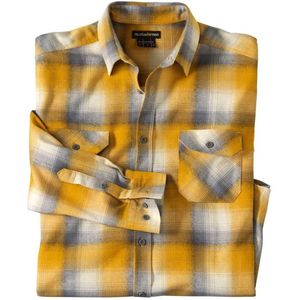 ATLAS FOR MEN - Okerkleurig flanellen overhemd - Heren - Verkrijgbaar in grote maten - L