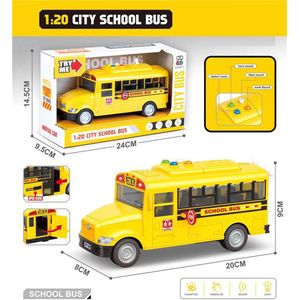 City Bus - Schoolbus - met licht en geluid - frictie speelgoed busje - met openslaande deuren- 20CM