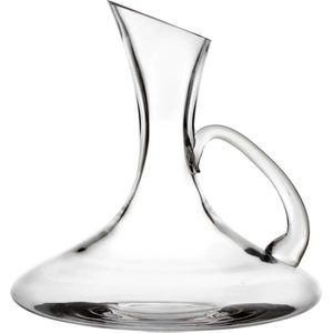 Wijn karaf/decanteer kan 1,25 liter van glas met slanke afgeschuinde hals - D24 x H25 cm - Waterkan - Sapkan
