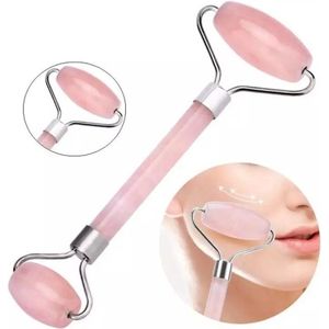 LOUZIR Rose Quartz Jade Roller Gezichtsmassage Roller - Roze - Inclusief Doosje
