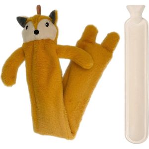 Hot Water Bottle - Lange Warmwaterkruik met Zachte Cover - Grote Warmwaterkruik 2L - Pluizige Warmwaterkruik - Knuffeldier Bedkruik voor Kinderen en Volwassenen - Cadeau voor Vrouwen (Vos)