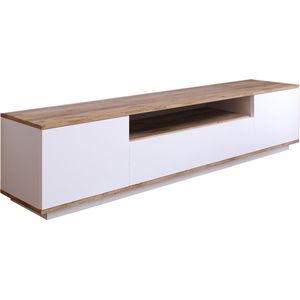TV meubel wit met hout - eiken & wit - 180x44,6x44,5cm - tv meubel hout - tv meubel wit